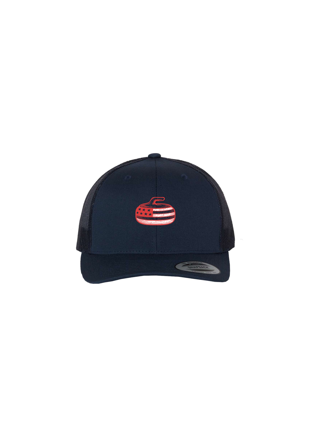USA Curling Rock Trucker Hat - Navy