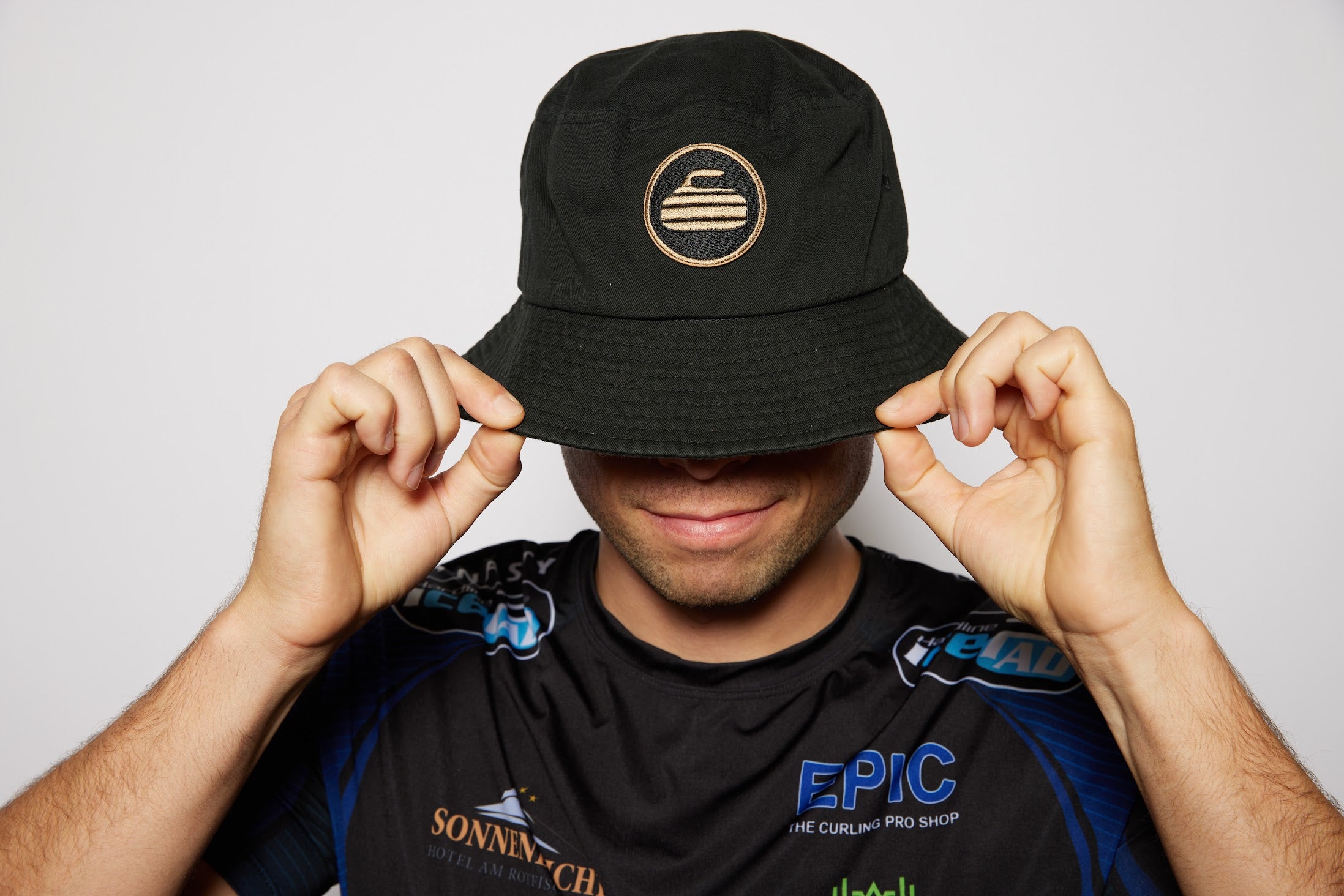 Curling Rock - Black Bucket Hat with Patch