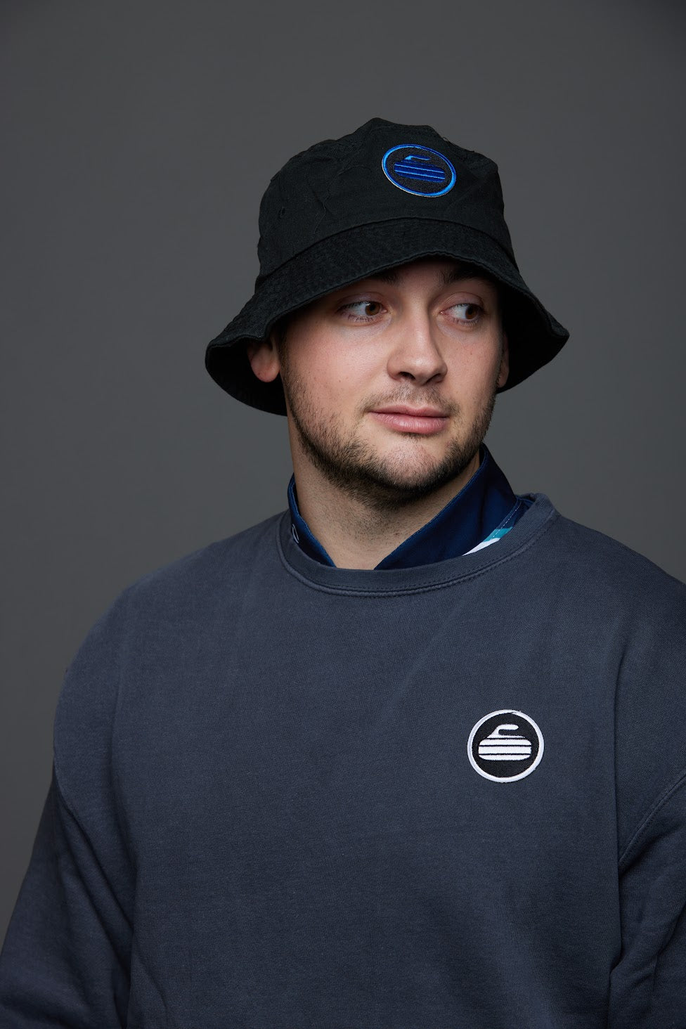Curling Rock - Black Bucket Hat with Patch
